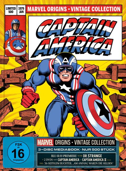 Marvel Origins | Captain America I+II + Dr. Strange | Mediabook (BD + 2x DVD) Cover B - 500 Stück