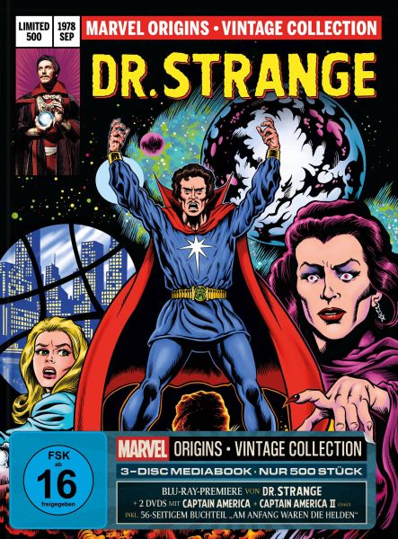 Marvel Origins | Dr. Strange + Captain America I+II | Mediabook (BD + 2x DVD) Cover A - 500 Stück