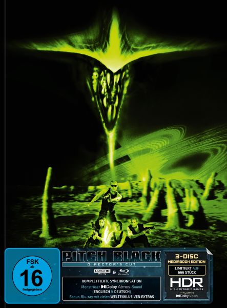 Pitch Black - Director's Cut | Mediabook (Ultra-Hd Blu-Ray + 2x Blu-Ray) Green-Artwork - 666 Stück
